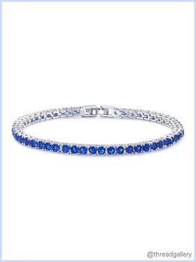 14K White Gold Plated Tennis Bracelet 3mm Cubic Zirconia Birthstone Jewelry Gift